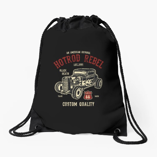 Hot Rod Rebel Drawstring Bags