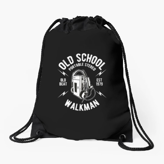 Old School Walkman Drawstring Bags
