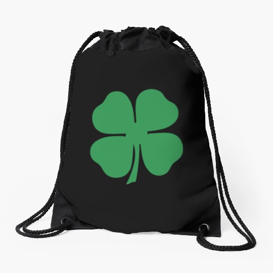 Green 4 Leaf Clover Solid Drawstring Bags