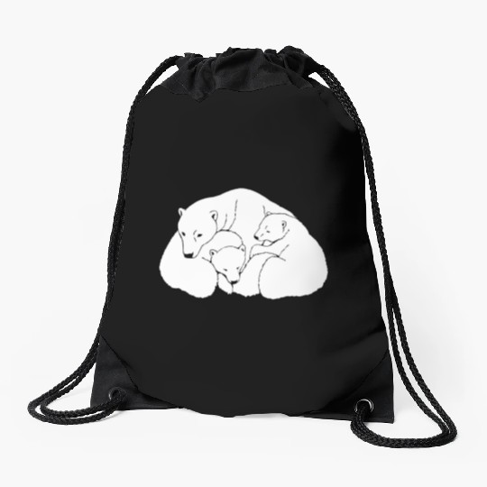 Polar Bear w. Cubs Twins Drawstring Bags