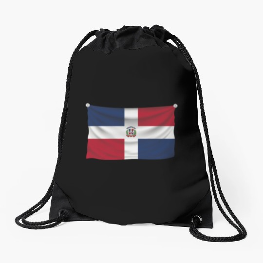 flag dominican republic Drawstring Bags