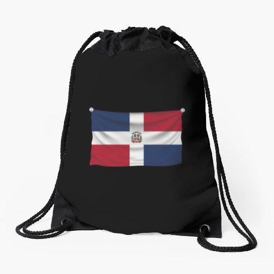 flag dominican republic Drawstring Bags