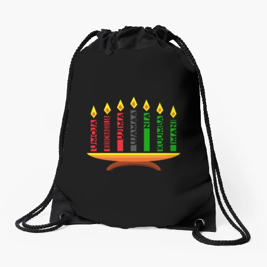 Kwanzaa Holiday Candles Drawstring Bags