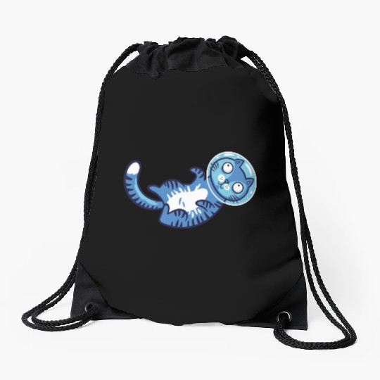 Space cat Drawstring Bags