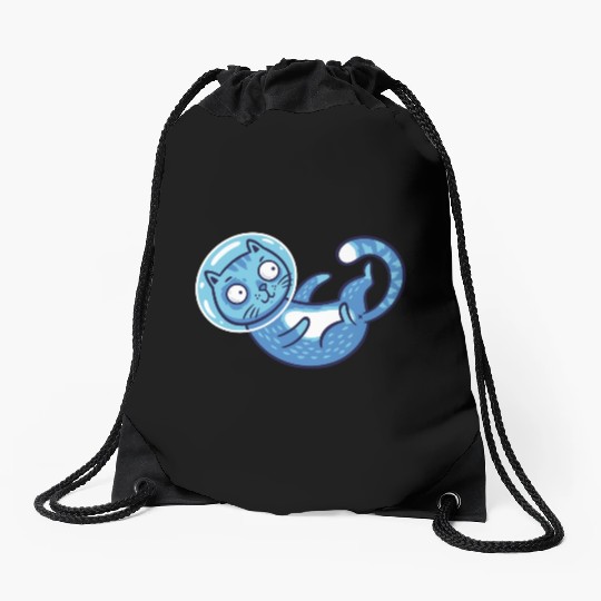 Space cat Drawstring Bags