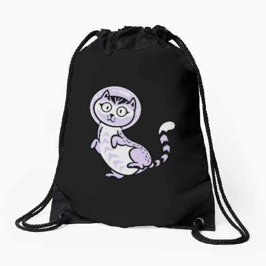 Space cat Drawstring Bags