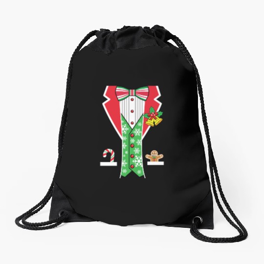 Christmas Tuxedo Drawstring Bags