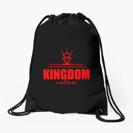 Kingdom Culture Brand logo (RED) Drawstring Bags