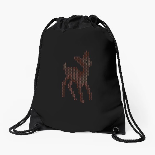 Cross Stitch Little Deer Drawstring Bags