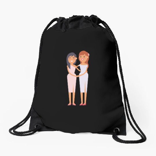 wedding couple Drawstring Bags