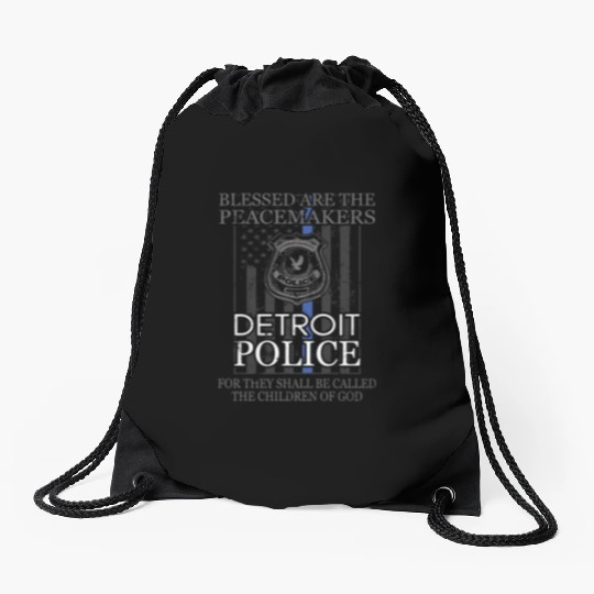 Detroit Police Support Saint Michael Police Officer Prayer Drawstring Bags
