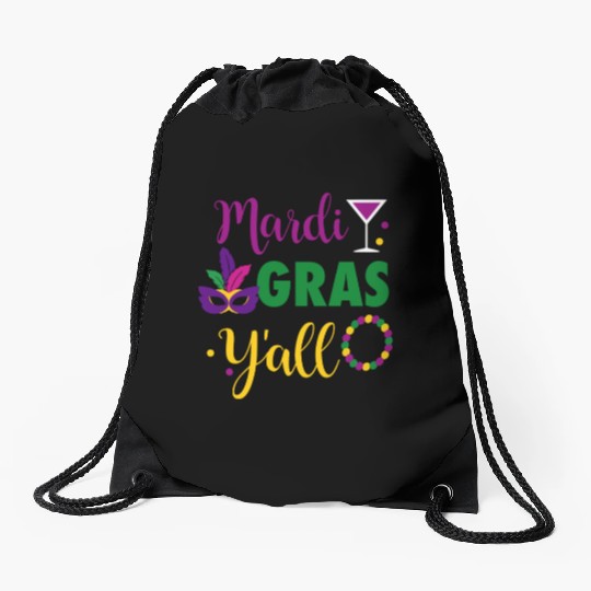 Mardi Grass Y'All Drawstring Bags