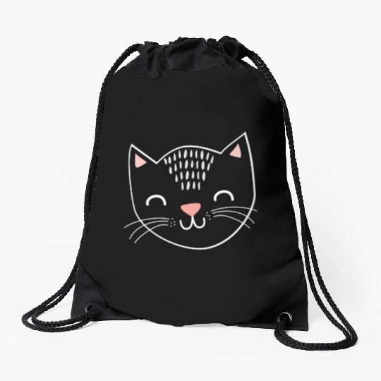 cat face cute gift love cuddle pet relax animal Drawstring Bags