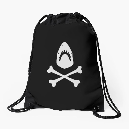 Shark crossbones Drawstring Bags