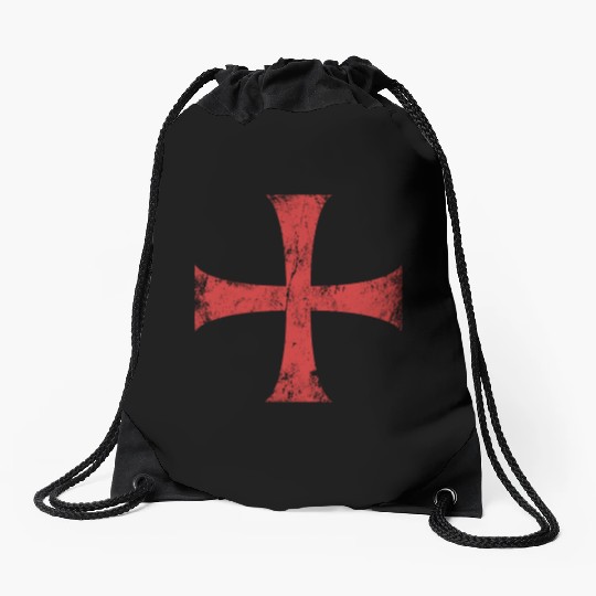 Distressed Crusader Knights Templar Cross Drawstring Bags