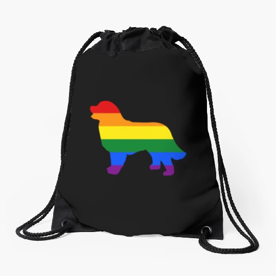 Gay Pride Dog Bernese Mountain Dog Gay Pride Dog Apparel Drawstring Bags