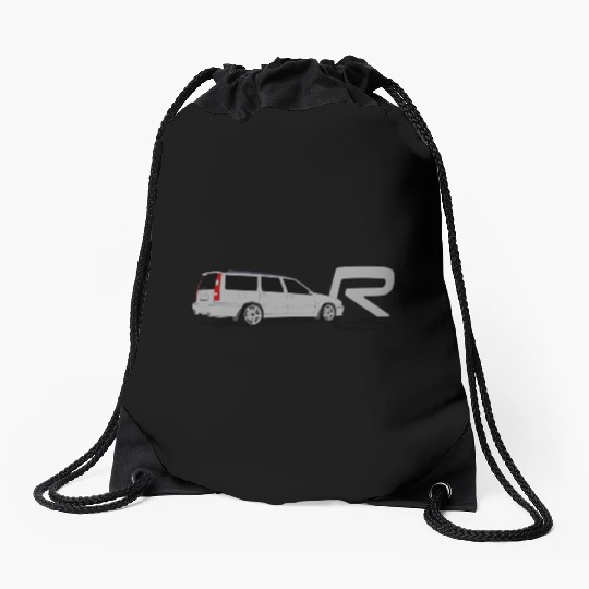 Volvoo V70R Turbo Brick Car Grey Drawstring Bags