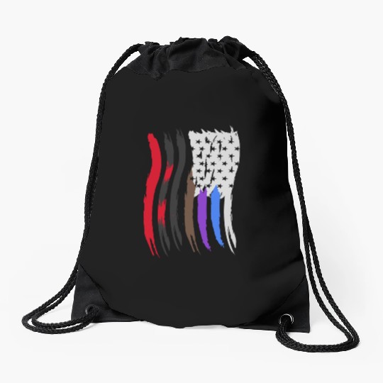 Jiu Jitsu BJJ Flags Vertical Light Drawstring Bags