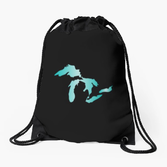 Great Lakes Aqua Drawstring Bags
