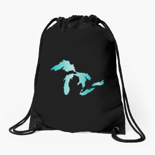Great Lakes Aqua Drawstring Bags