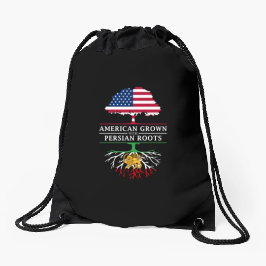 American Grown with Persian Roots Persia Design Drawstring Bags