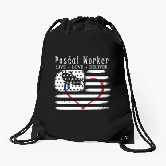 American Postal Worker - Live Love Deliver Drawstring Bags