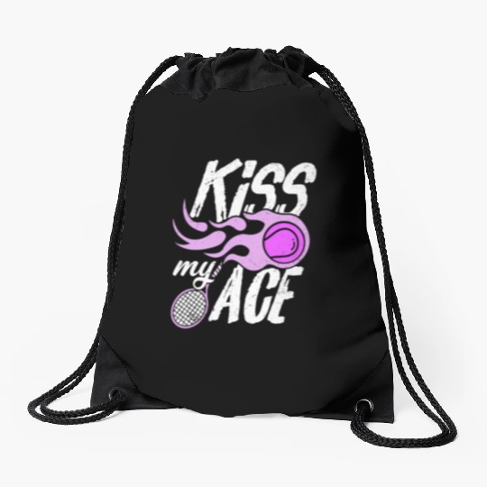 Kiss my Ace Tennis Humor Gift Purple/Pink Drawstring Bags