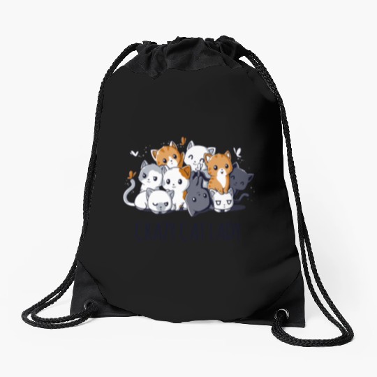 Crazy Cat Lady Drawstring Bags