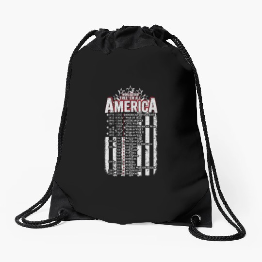 Veteran - World tour free em all America Drawstring Bags