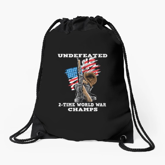 Undefeated World war 2 veteran Drawstring Bags