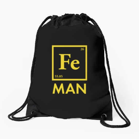 funny iron man science chemistry fe Drawstring Bags
