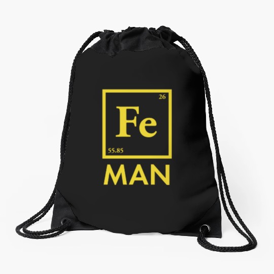 funny iron man science chemistry fe Drawstring Bags