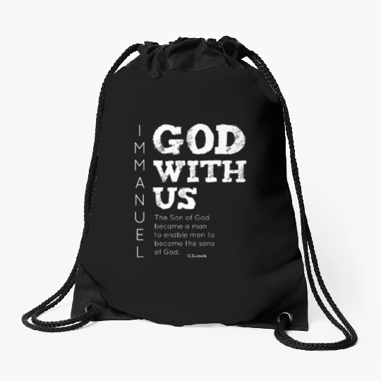 Immanuel, God with us Drawstring Bags