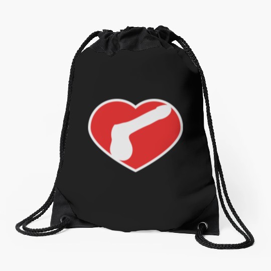 logo i love heart gay gay cock lover penis big man Drawstring Bags