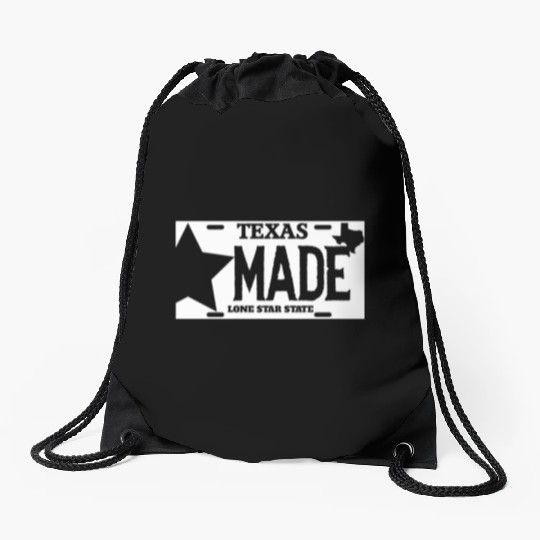 Texas - texas made lone star license plate Drawstring Bags