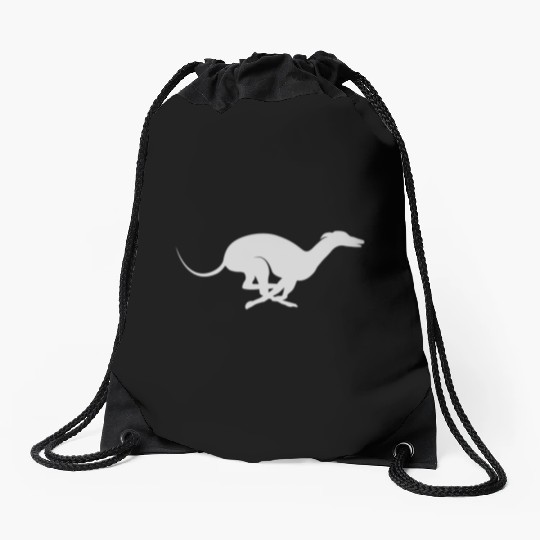 Light Grey Running Greyhound X Racer Track Dog Drawstring Bags
