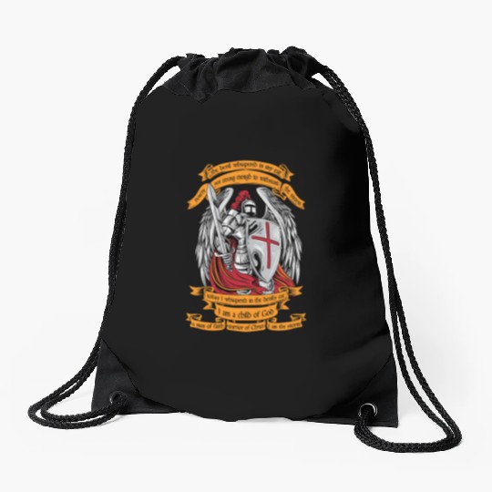 Knight templar I am a child of God Drawstring Bags Halloween