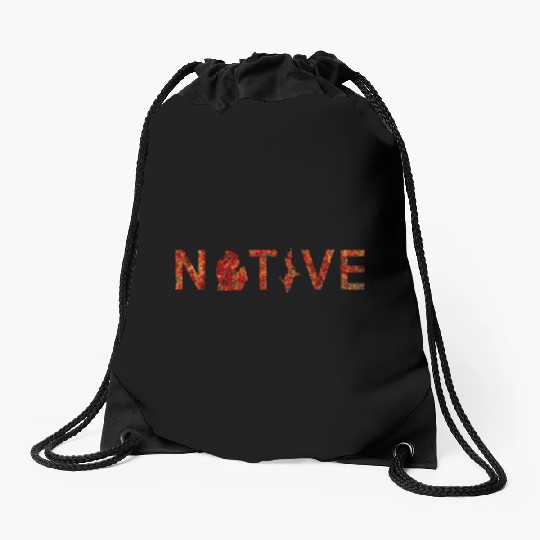 Native Michigan Red Autumn Foliage Drawstring Bags