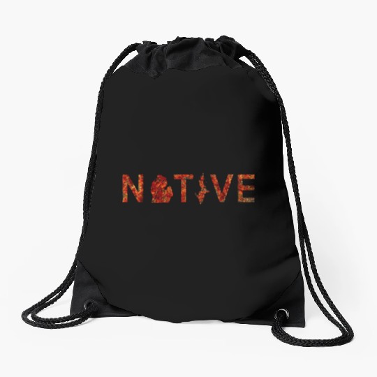 Native Michigan Red Autumn Foliage Drawstring Bags