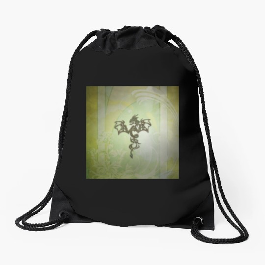 Awesome chinese dragon green colors Drawstring Bags