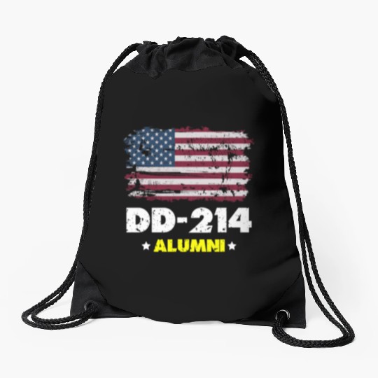 DD-214 Us Armed Forces Alumni American Flag Drawstring Bags