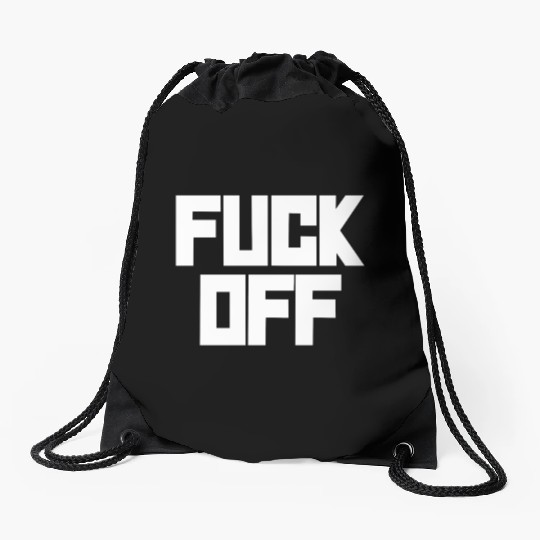 fuck off please Drawstring Bags