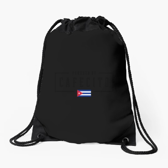 Powered by Cafecito Cuban Coffee Cuba Flag Drawstring Bags