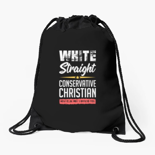 Funny political conservative Christian gift idea Drawstring Bags