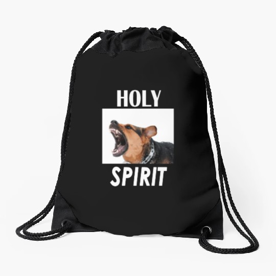 Holy Spirit dog barking Drawstring Bags