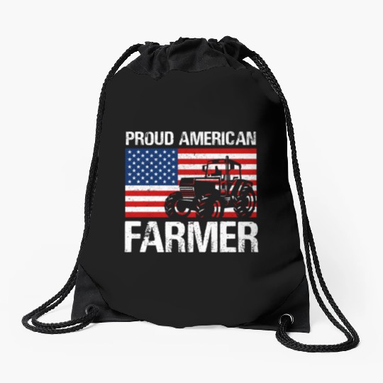 Proud American Farmer Design for Farmer Gifts for Drawstring Bags