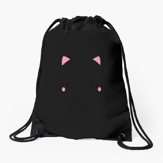 Cute Kawaii Cat Face Japanese Anime Drawstring Bags