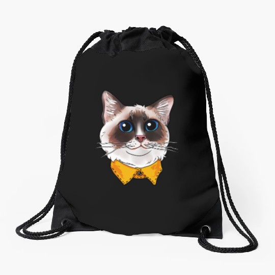 Ragdoll Cat Face Cats funny cute sweet Kitty gift Drawstring Bags