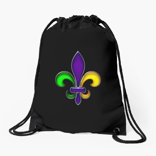 Fleur De Lis Mardi Gras Glossy Lily Drawstring Bags