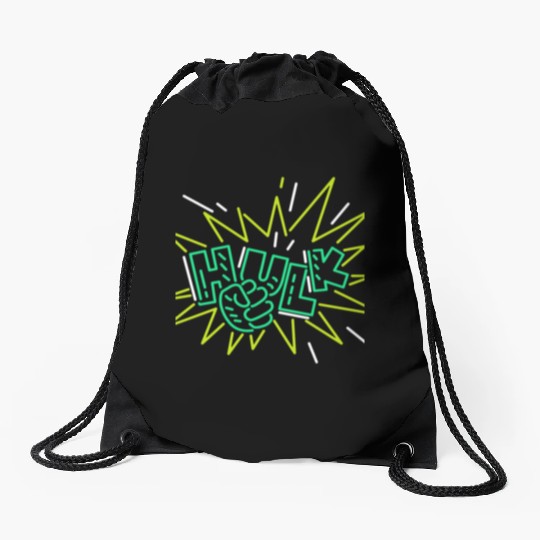 Neon Hulk Drawstring Bags By Marvel Design By Humans----PD